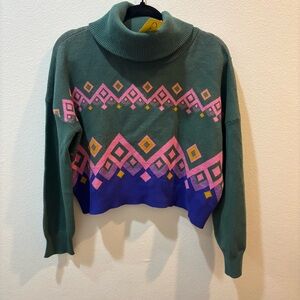 CIRCUS.NY Geometric Turtleneck cropped Sweater (NWT, Size M)